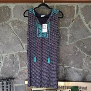 THML Navy and Teal Dress with Tassel Accents